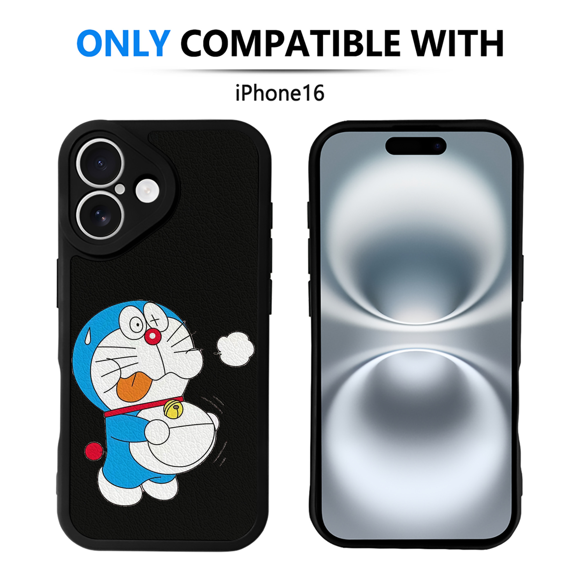 （画像用） ドラえもん Doraemon 【iPhone 16シリーズ対応】シリコンスマホケース（レザー調） 材質：シリコン